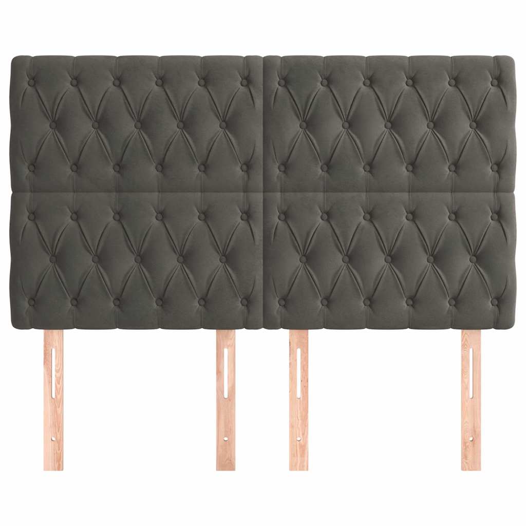 Vidaxl hoofdbord donkergrijs 160x7x118 128 cm fluweel