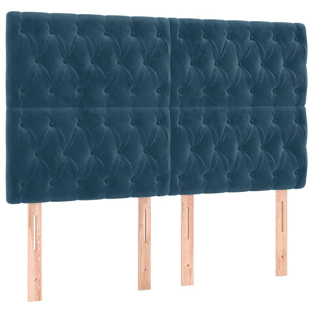 Vidaxl hoofdbord donkerblauw 160x7x118 128 cm fluweel