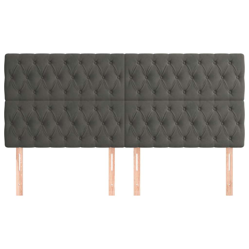 Vidaxl hoofdbord donkergrijs 200x7x118 128 cm fluweel