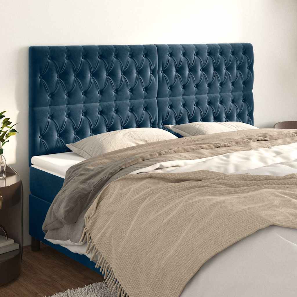 Vidaxl hoofdbord donkerblauw 200x7x118 128 cm fluweel