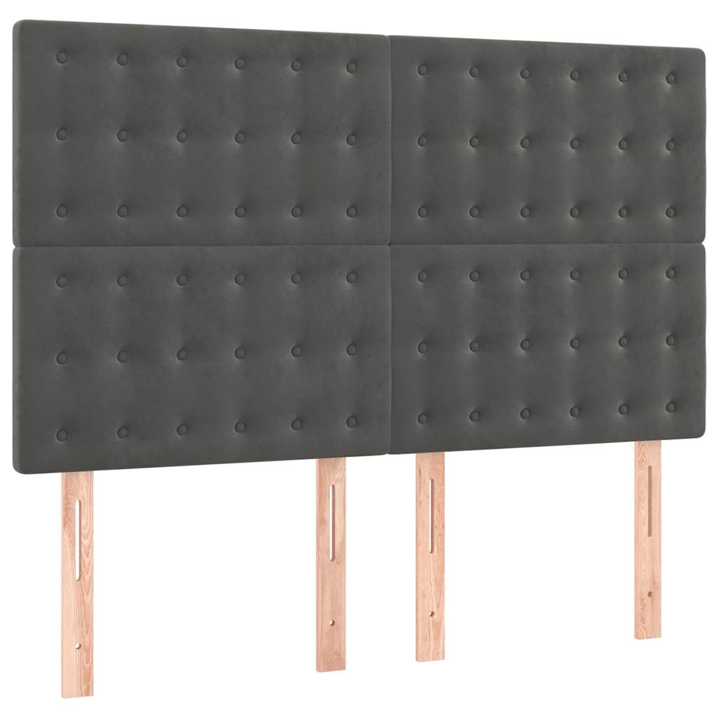 Vidaxl hoofdbord donkergrijs 144x5x118 128 cm fluweel