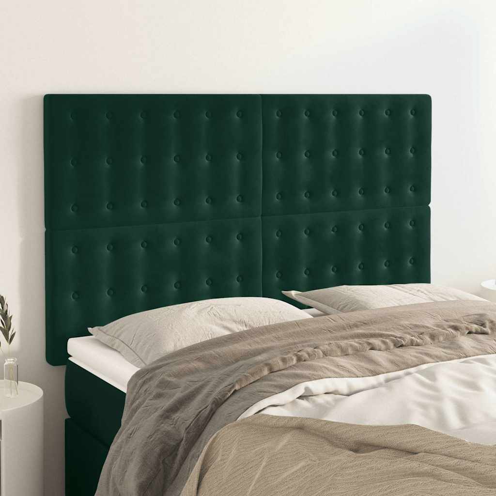 Vidaxl hoofdbord donkergroen 144x5x118 128 cm fluweel