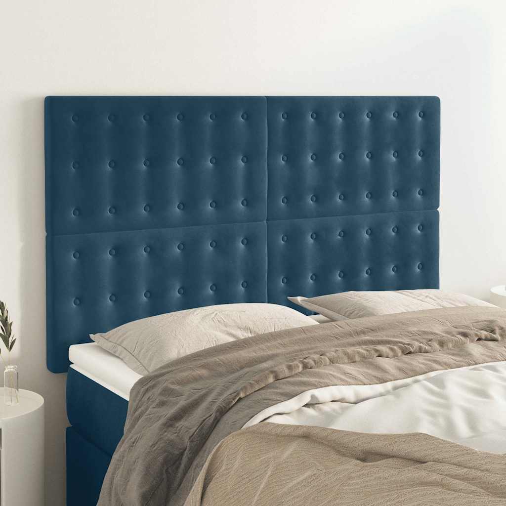 Vidaxl hoofdbord donkerblauw 144x5x118 128 cm fluweel