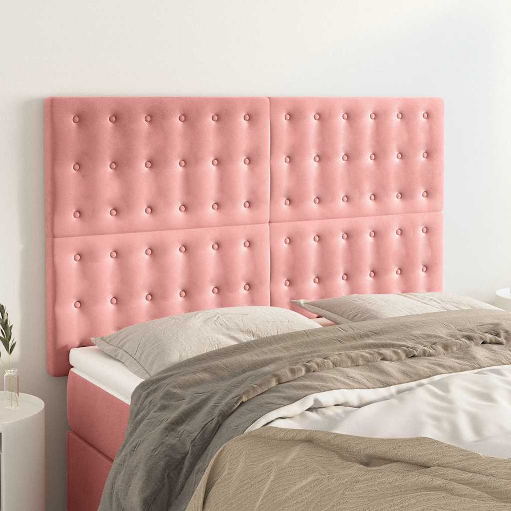 Vidaxl hoofdbord roze 144x5x118 128 cm fluweel