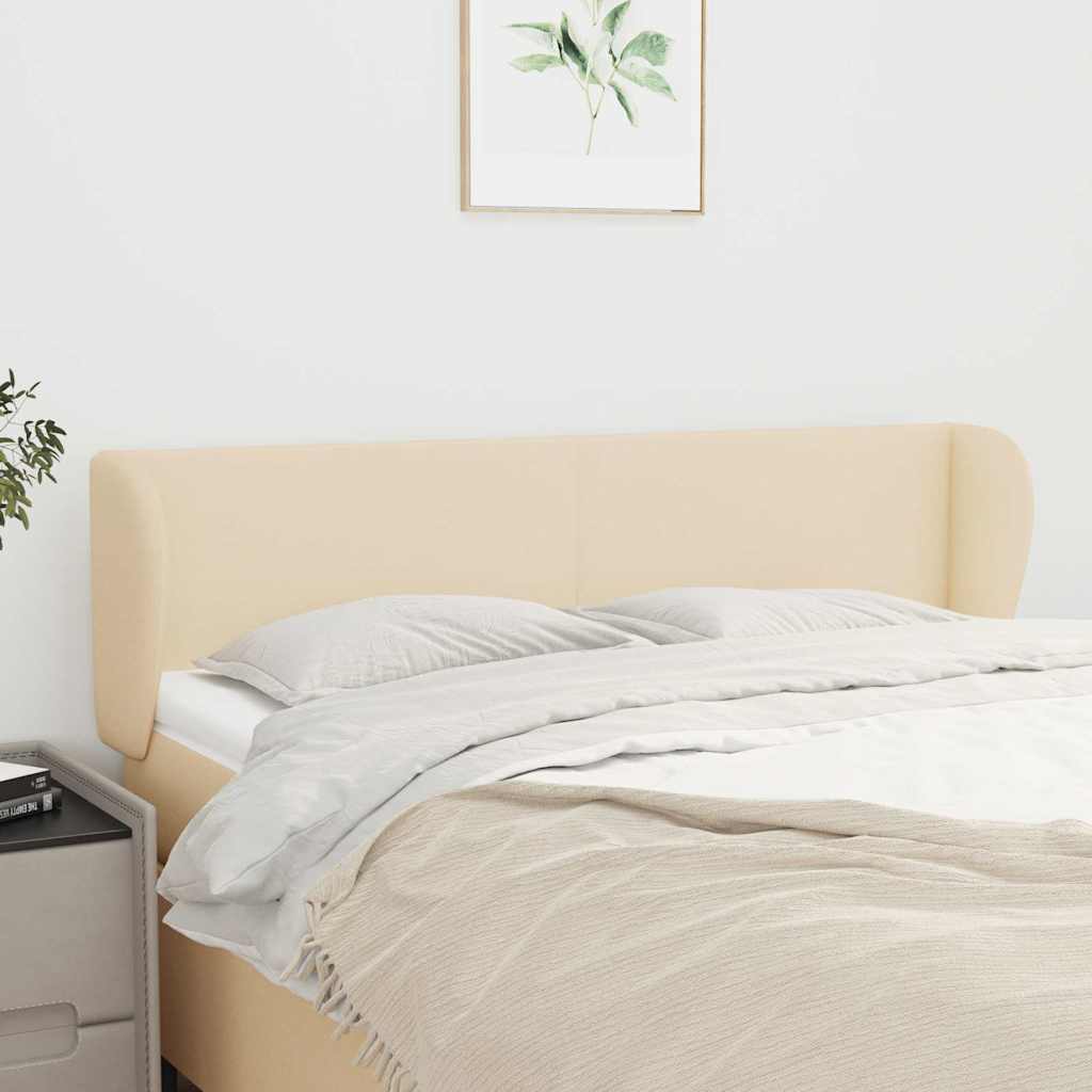 Vidaxl hoofdbord met randen 147x23x78 88 cm stof crèmekleurig