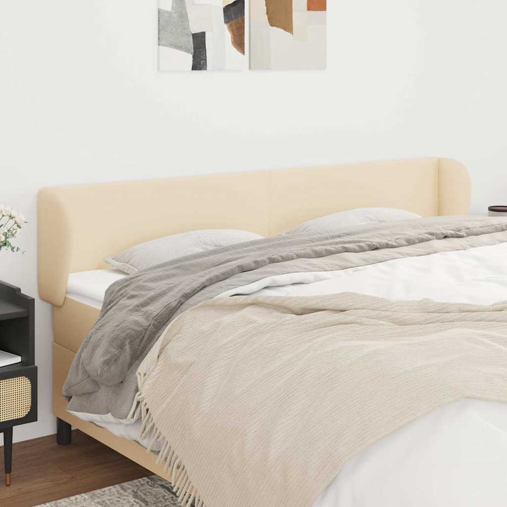 Vidaxl hoofdbord met randen 163x23x78 88 cm stof crèmekleurig