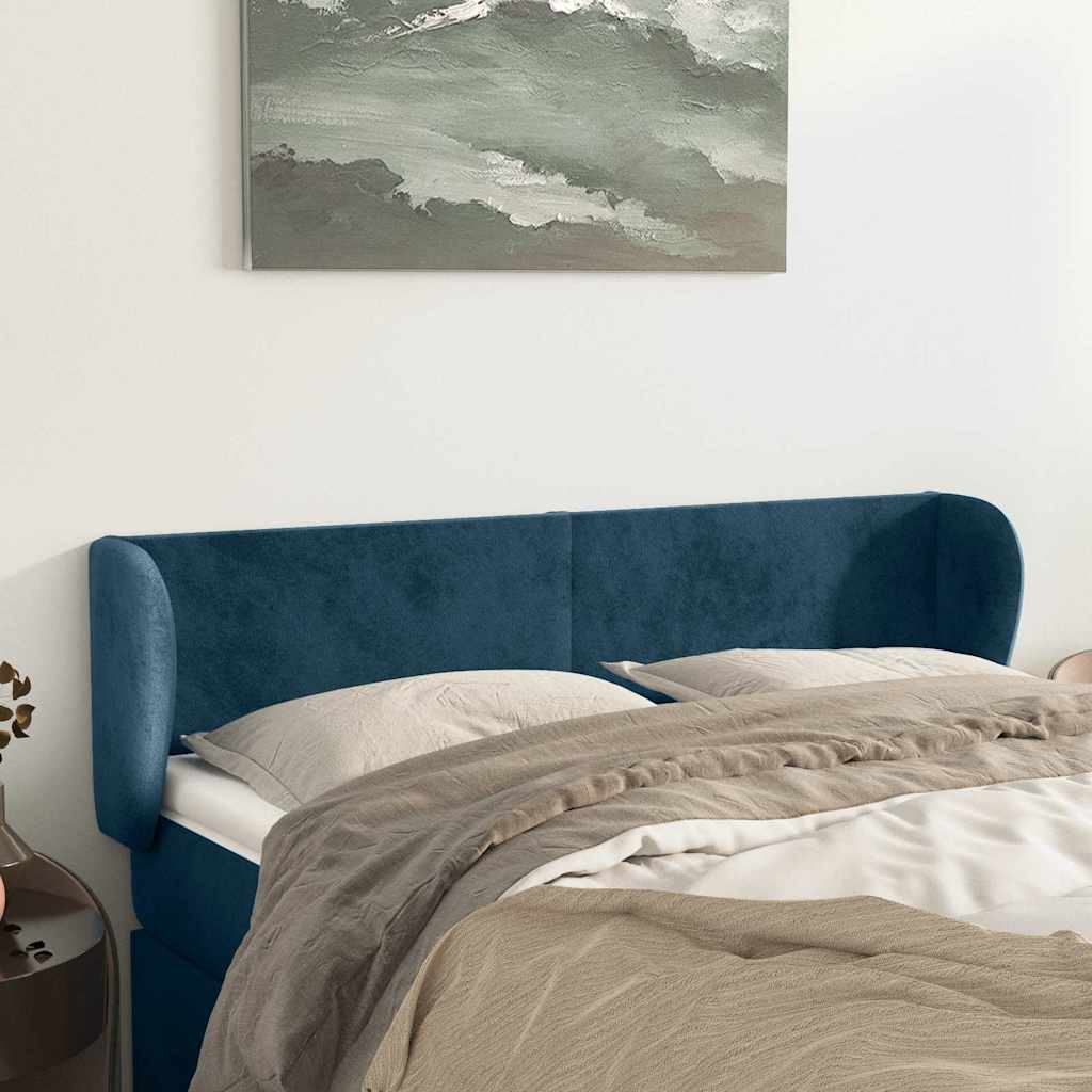 Vidaxl hoofdbord met randen 147x23x78 88 cm fluweel donkerblauw