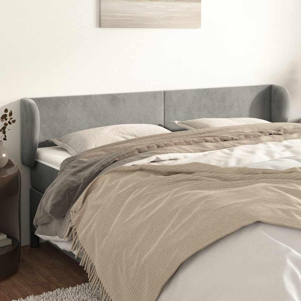 Vidaxl hoofdbord met randen 163x23x78 88 cm fluweel lichtgrijs