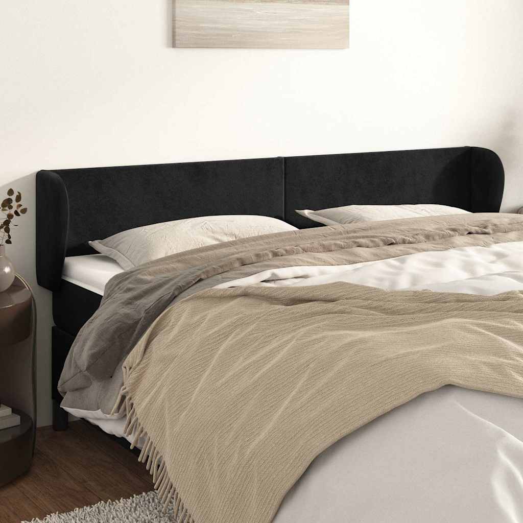 Vidaxl hoofdbord met randen 163x23x78 88 cm fluweel zwart