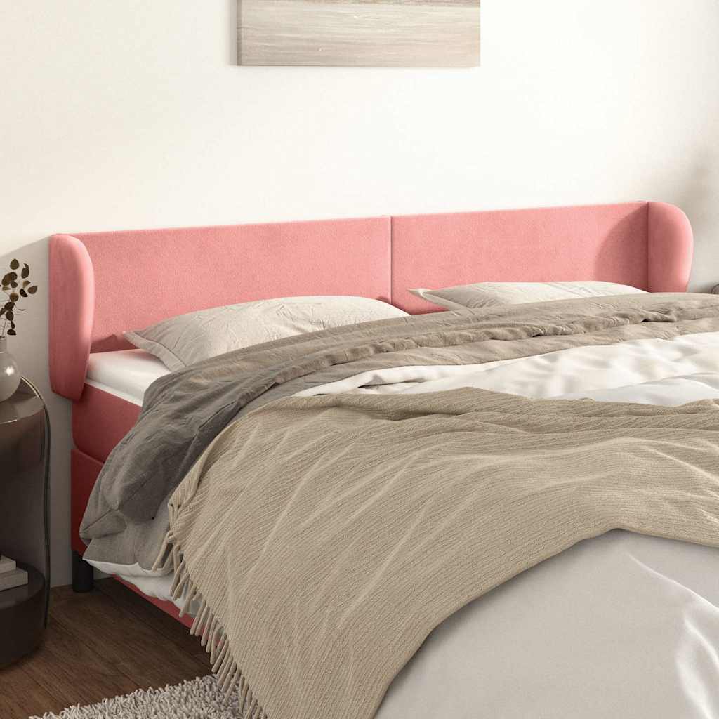Vidaxl hoofdbord met randen 163x23x78 88 cm fluweel roze