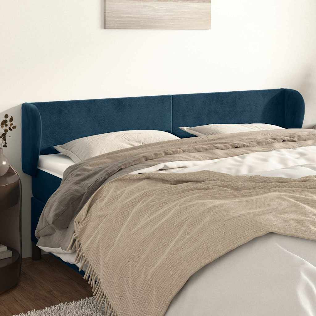 Vidaxl hoofdbord met randen 203x23x78 88 cm fluweel donkerblauw
