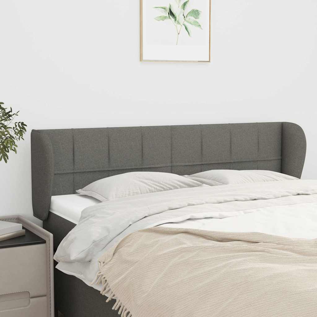Vidaxl hoofdbord met randen 147x23x78 88 cm stof donkergrijs