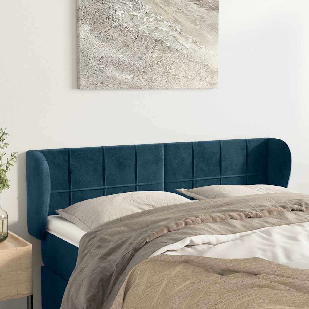 Vidaxl hoofdbord met randen 147x23x78 88 cm fluweel donkerblauw