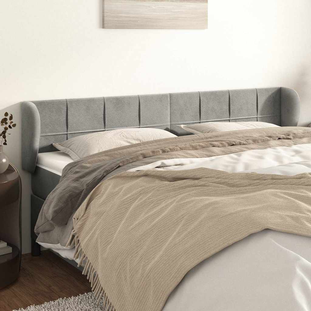 Vidaxl hoofdbord met randen 163x23x78 88 cm fluweel lichtgrijs
