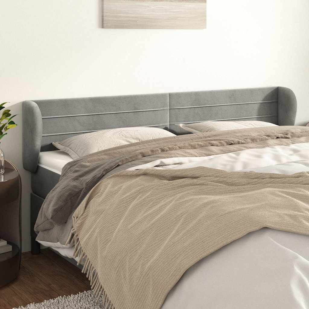 Vidaxl hoofdbord met randen 183x23x78 88 cm fluweel lichtgrijs