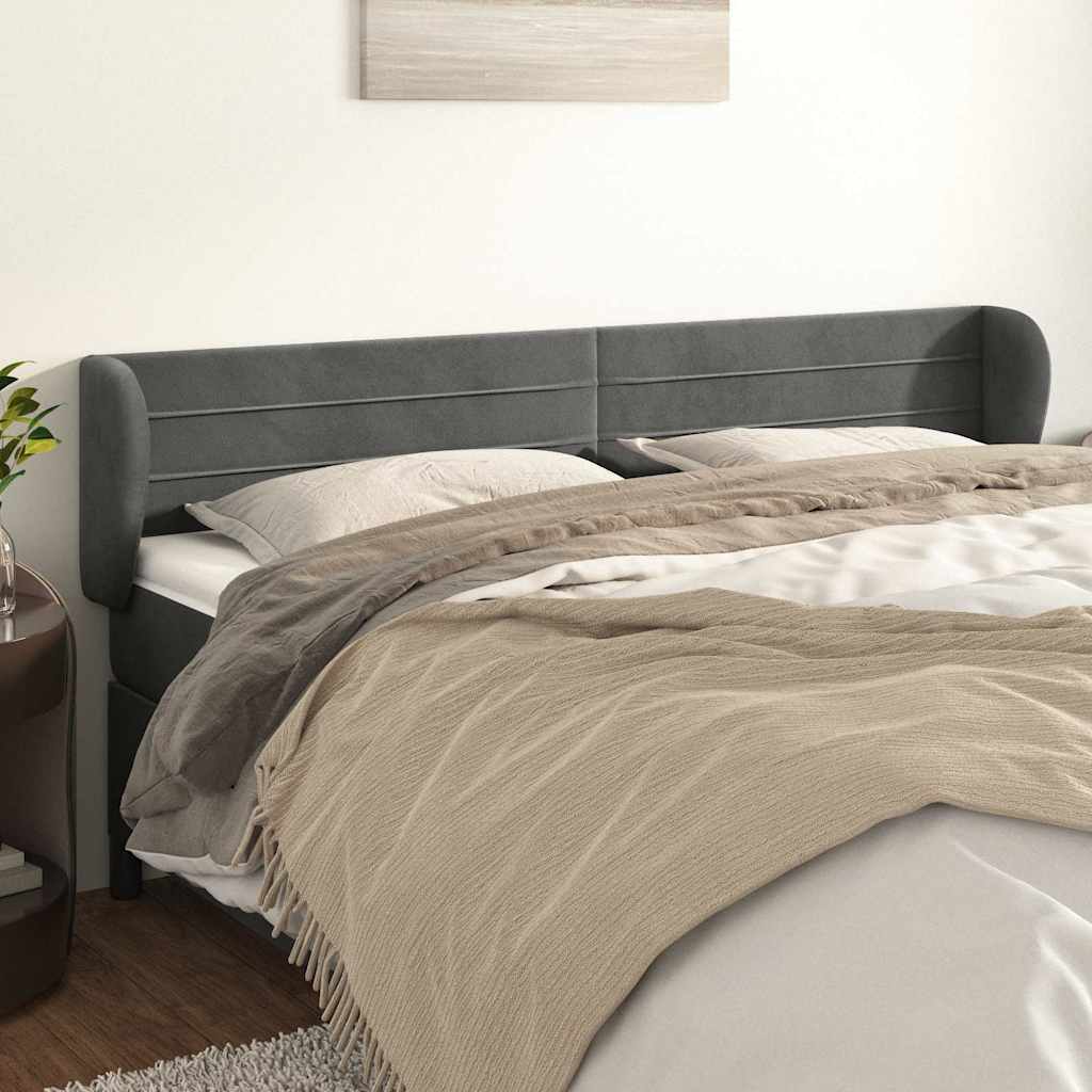 Vidaxl hoofdbord met randen 203x23x78 88 cm fluweel donkergrijs