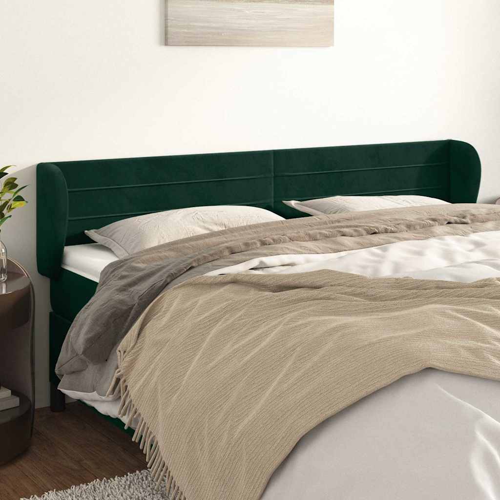 Vidaxl hoofdbord met randen 203x23x78 88 cm fluweel donkergroen