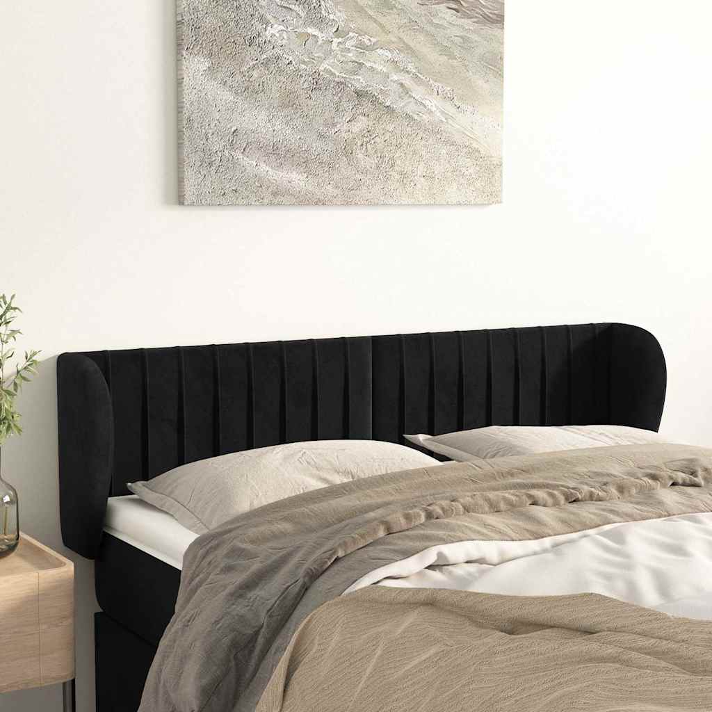 Vidaxl hoofdbord met randen 147x23x78 88 cm fluweel zwart