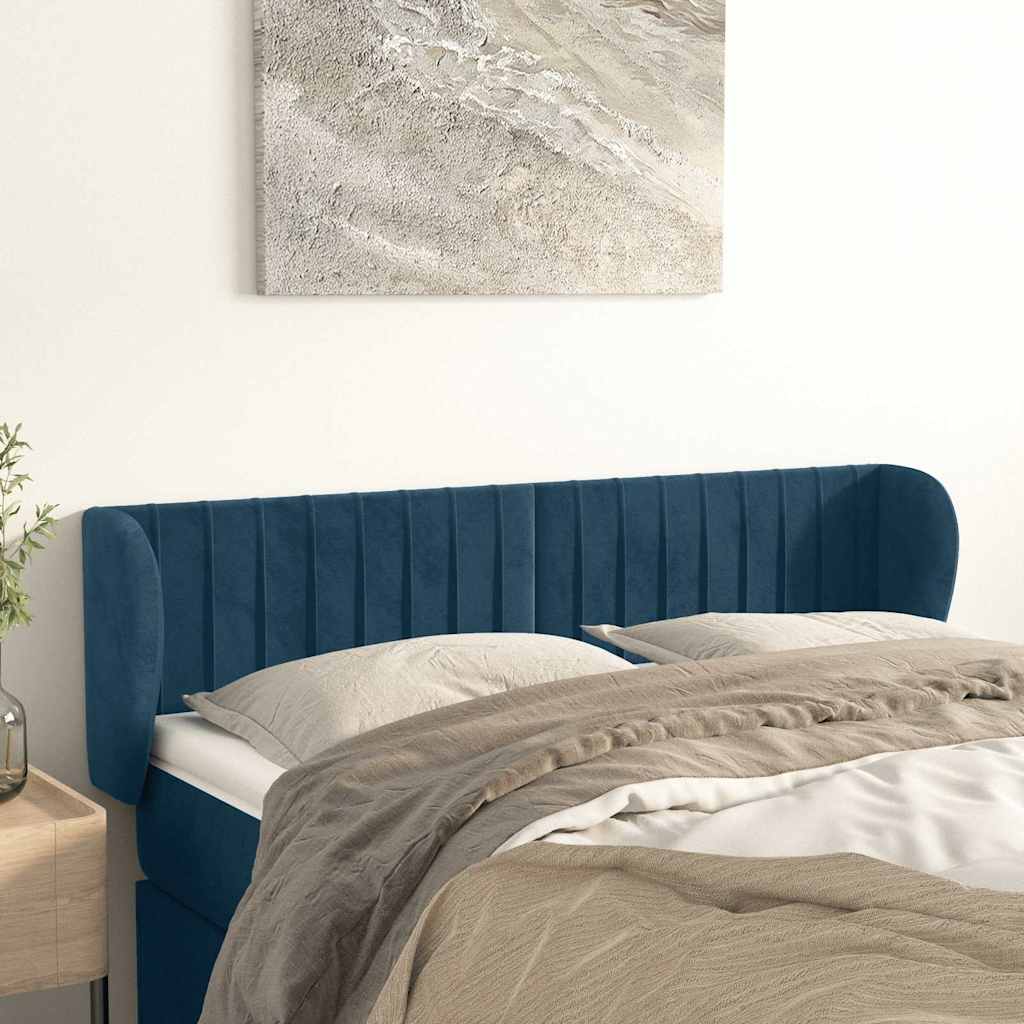 Vidaxl hoofdbord met randen 147x23x78 88 cm fluweel donkerblauw