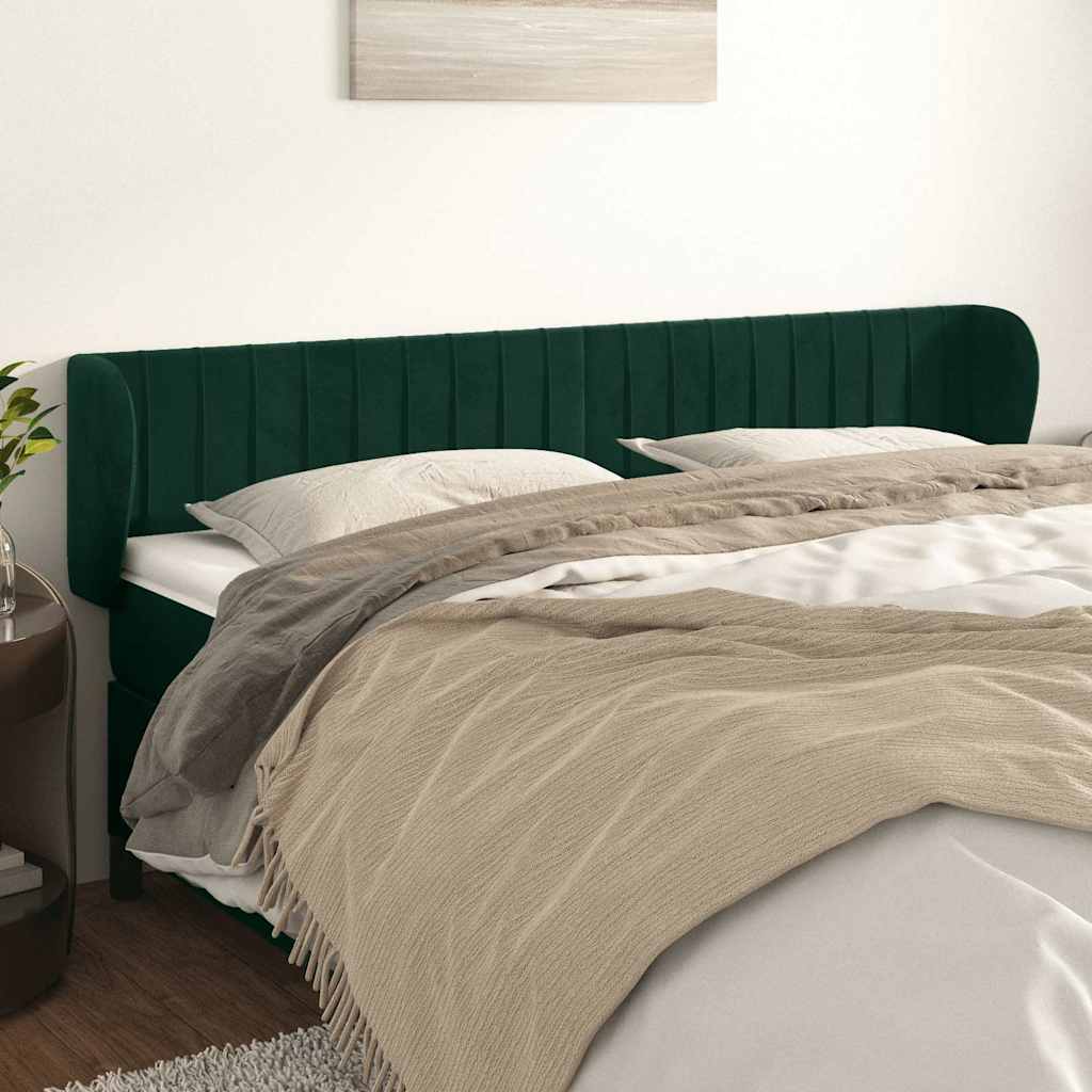 Vidaxl hoofdbord met randen 163x23x78 88 cm fluweel donkergroen