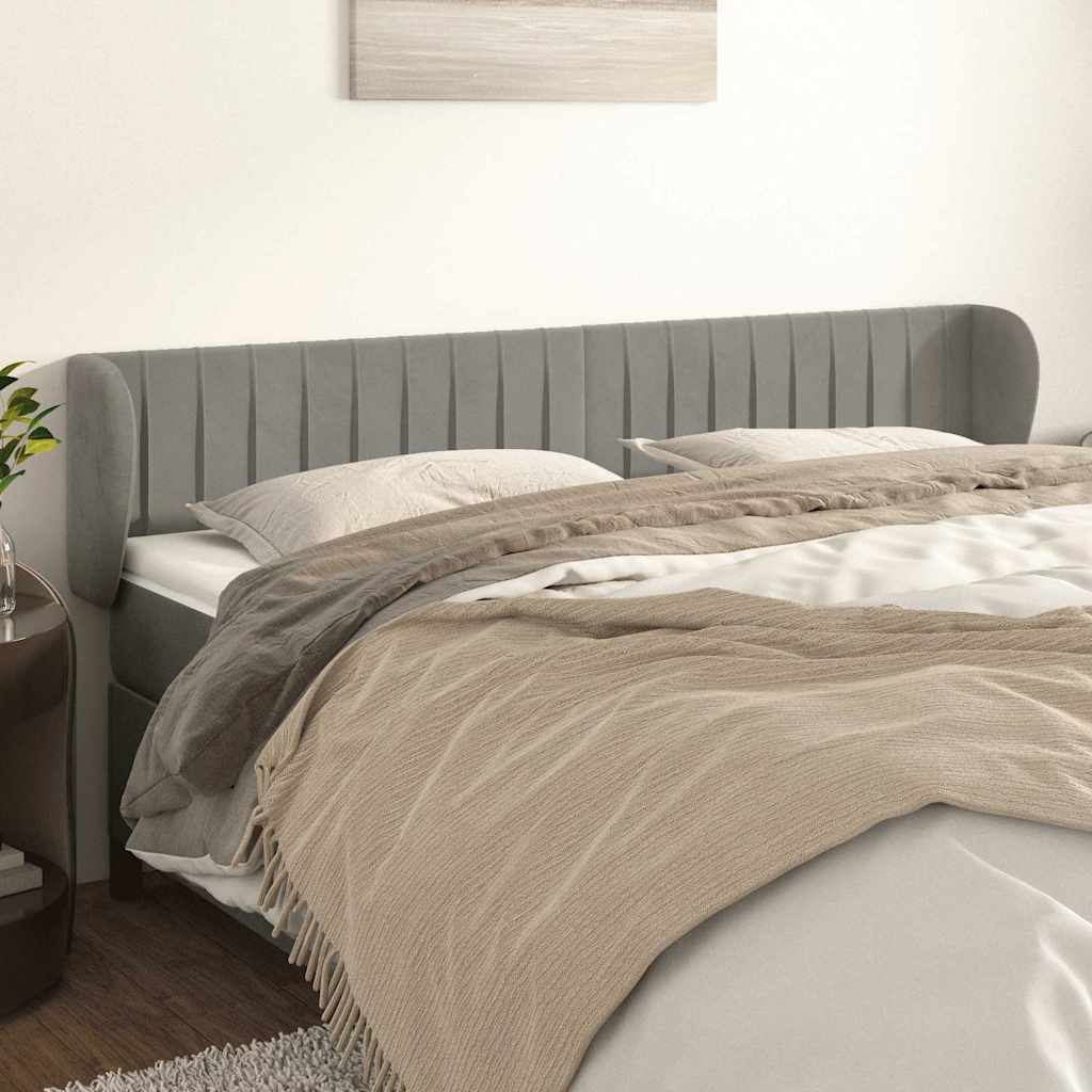 Vidaxl hoofdbord met randen 203x23x78 88 cm fluweel lichtgrijs