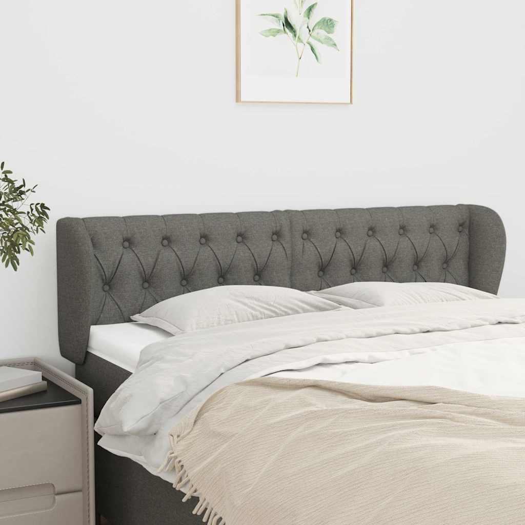 Vidaxl hoofdbord met randen 147x23x78 88 cm stof donkergrijs