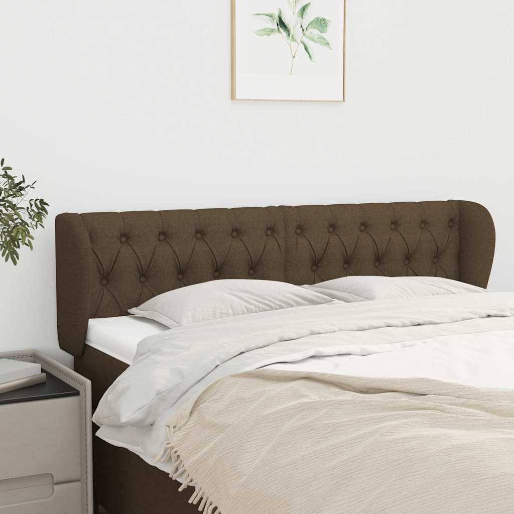 Vidaxl hoofdbord met randen 163x23x78 88 cm stof donkerbruin