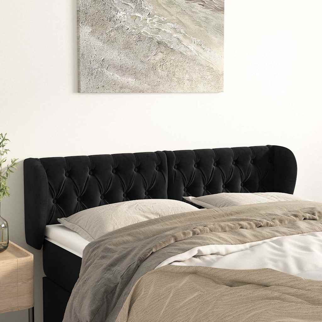 Vidaxl hoofdbord met randen 147x23x78 88 cm fluweel zwart