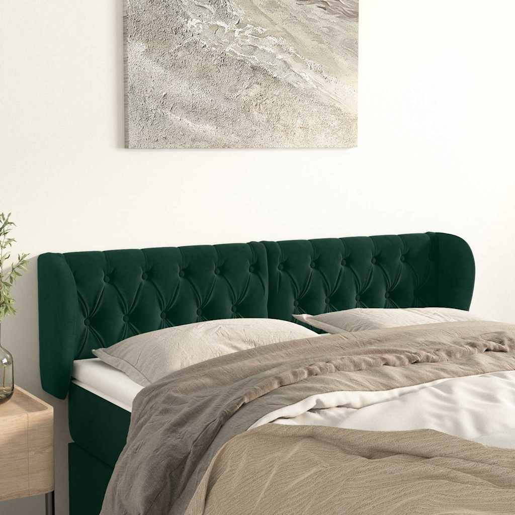 Vidaxl hoofdbord met randen 147x23x78 88 cm fluweel donkergroen