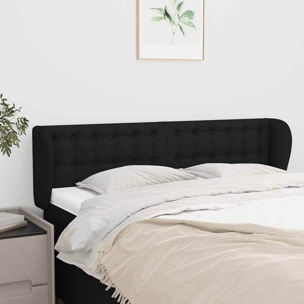 Vidaxl hoofdbord met randen 147x23x78 88 cm stof zwart