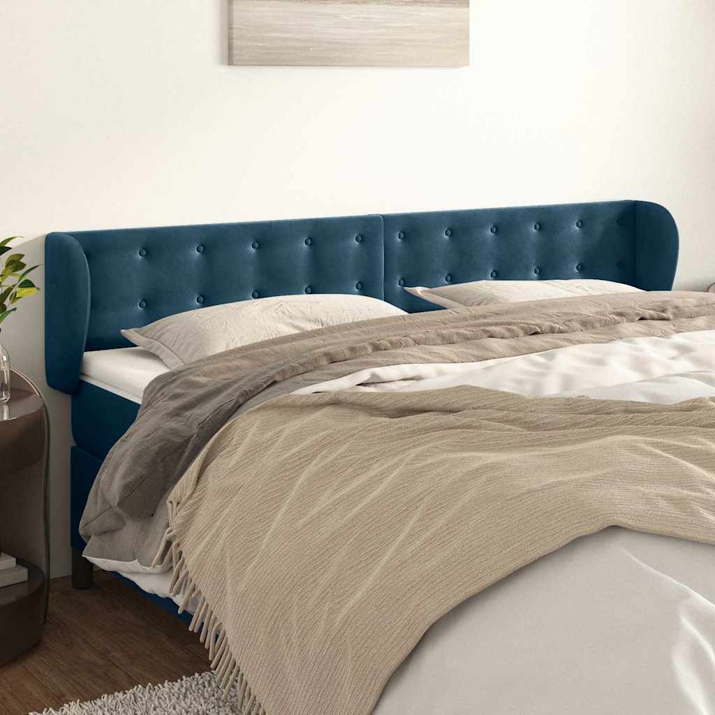 Vidaxl hoofdbord met randen 183x23x78 88 cm fluweel donkerblauw