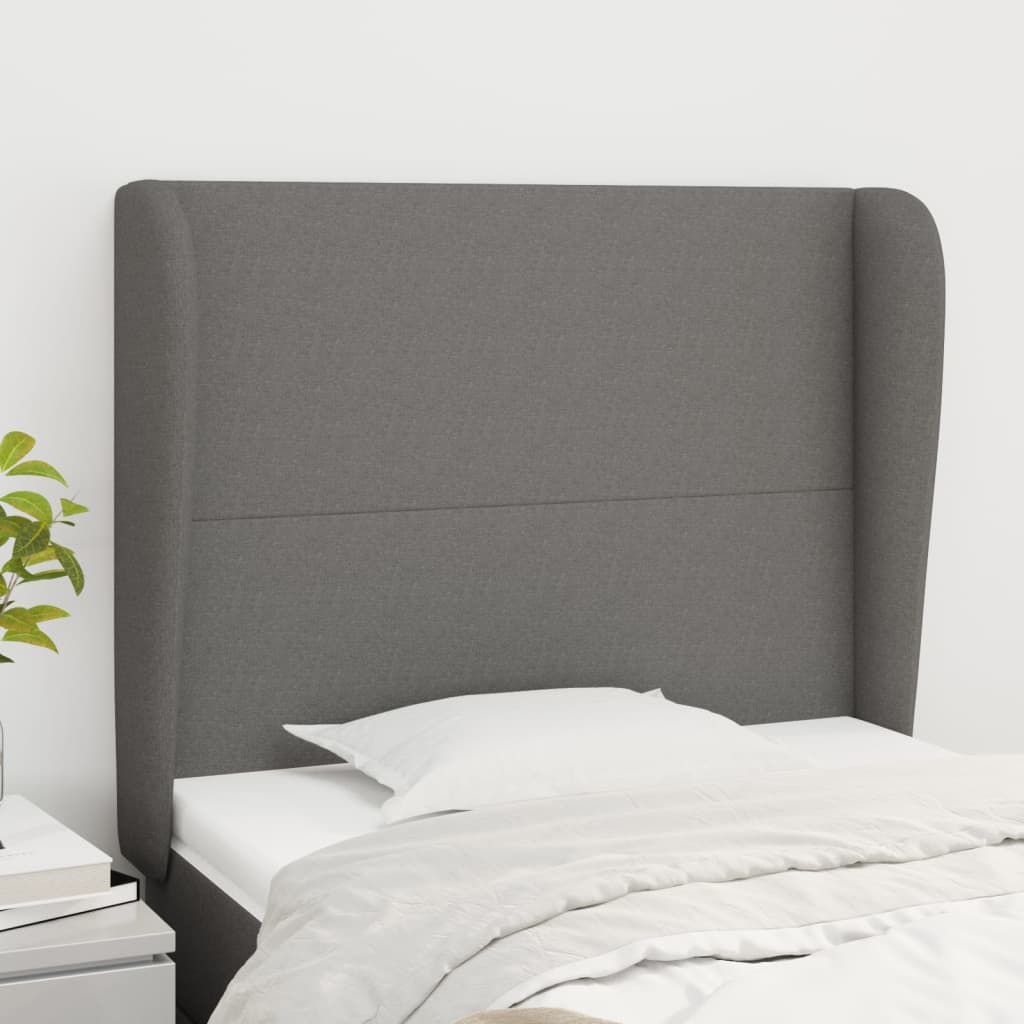 Vidaxl hoofdbord met randen 83x23x118 128 cm stof donkergrijs