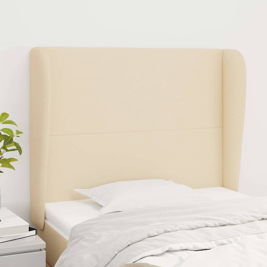 Vidaxl hoofdbord met randen 83x23x118 128 cm stof crèmekleurig