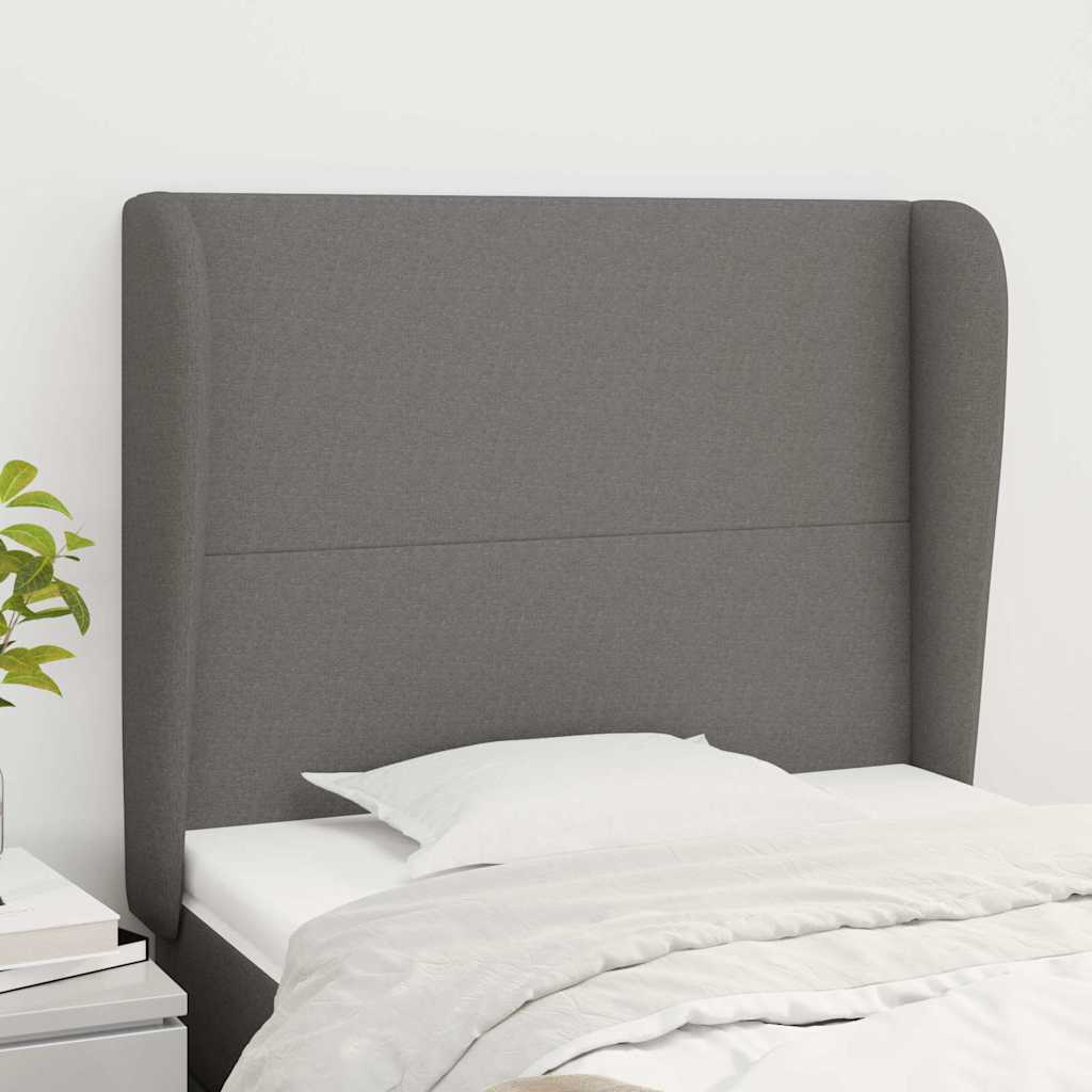 Vidaxl hoofdbord met randen 103x23x118 128 cm stof donkergrijs