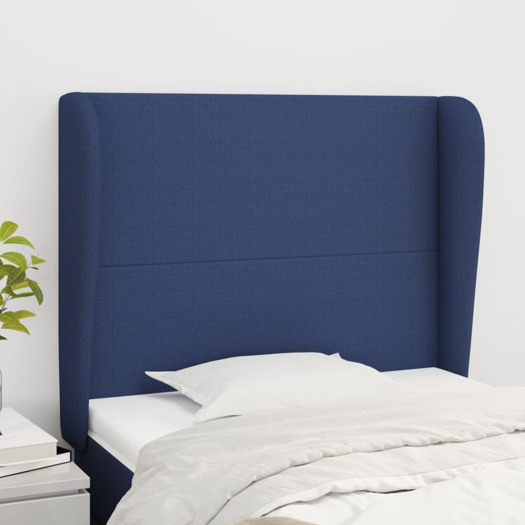 Vidaxl hoofdbord met randen 103x23x118 128 cm stof blauw