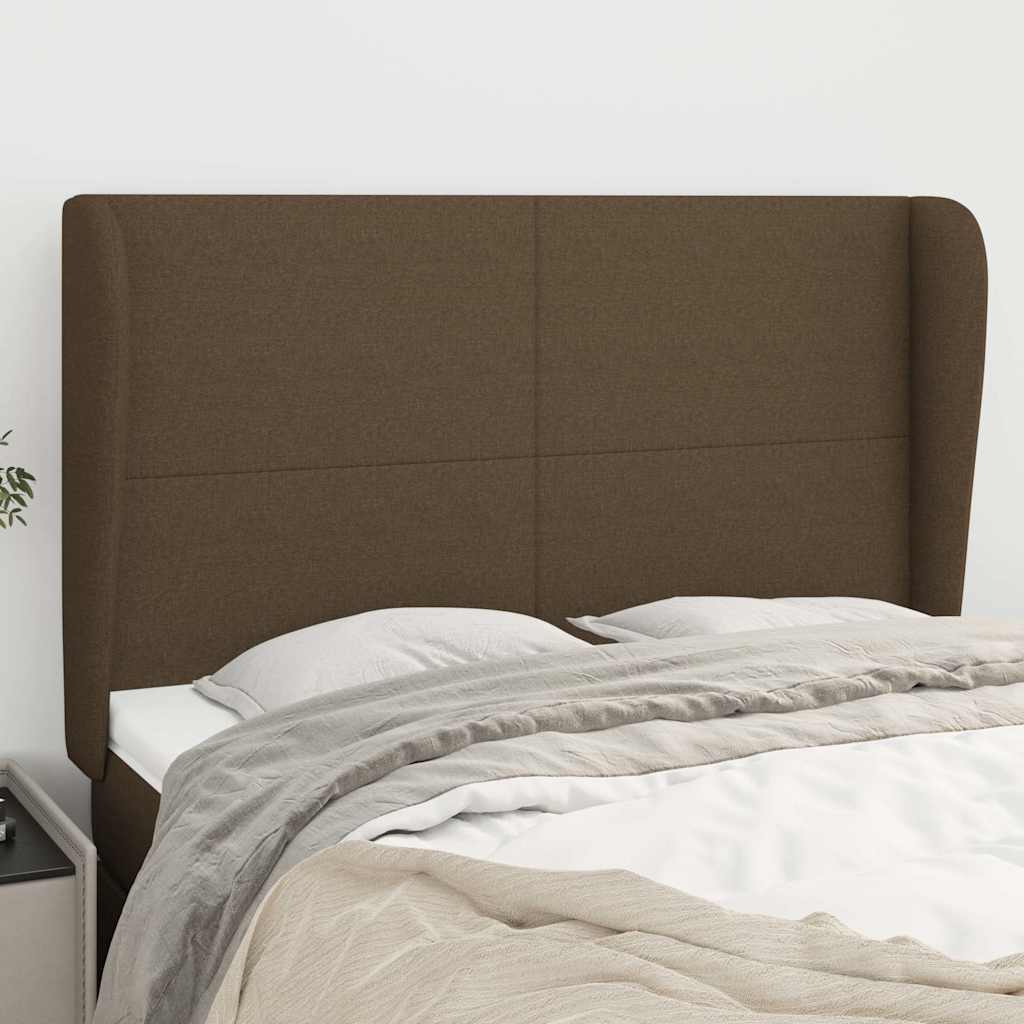 Vidaxl hoofdbord met randen 147x23x118 128 cm stof donkerbruin
