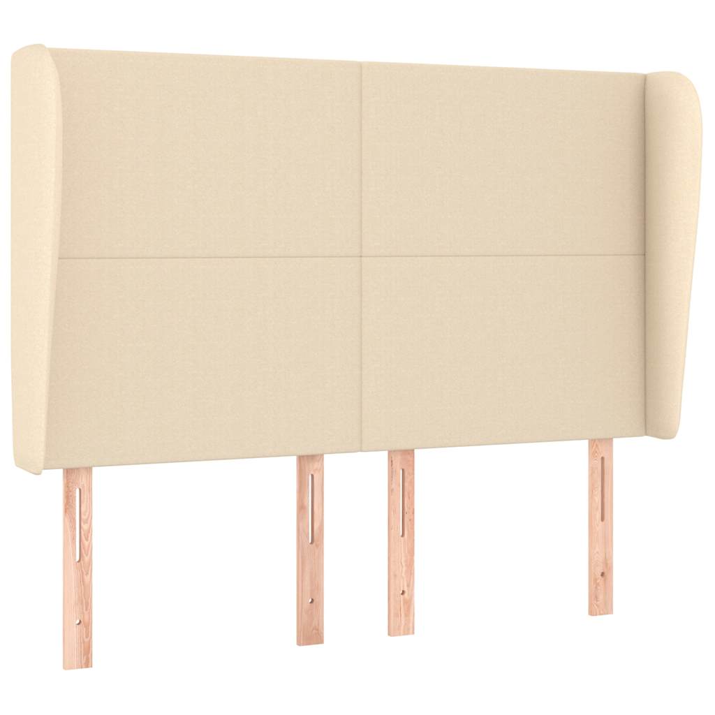 Vidaxl hoofdbord met randen 147x23x118 128 cm stof crèmekleurig