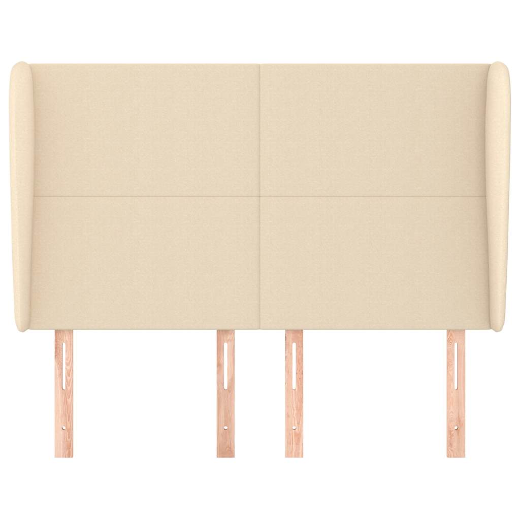 Vidaxl hoofdbord met randen 147x23x118 128 cm stof crèmekleurig