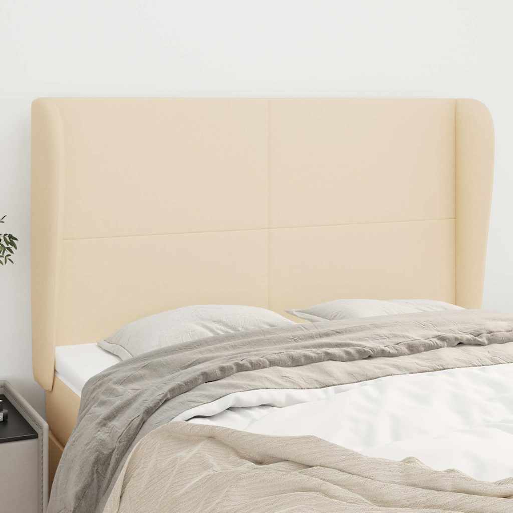 Vidaxl hoofdbord met randen 147x23x118 128 cm stof crèmekleurig