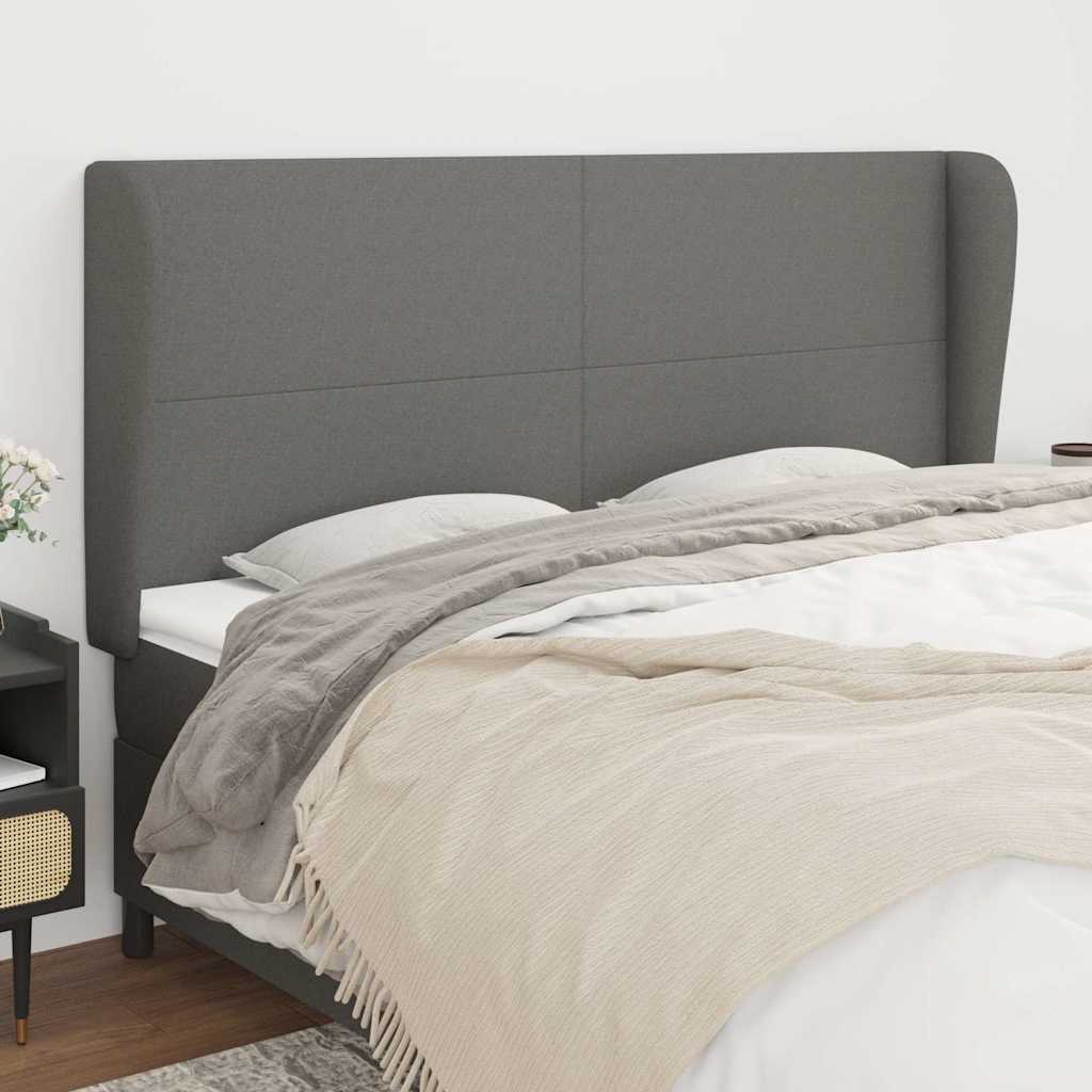 Vidaxl hoofdbord met randen 163x23x118 128 cm stof donkergrijs