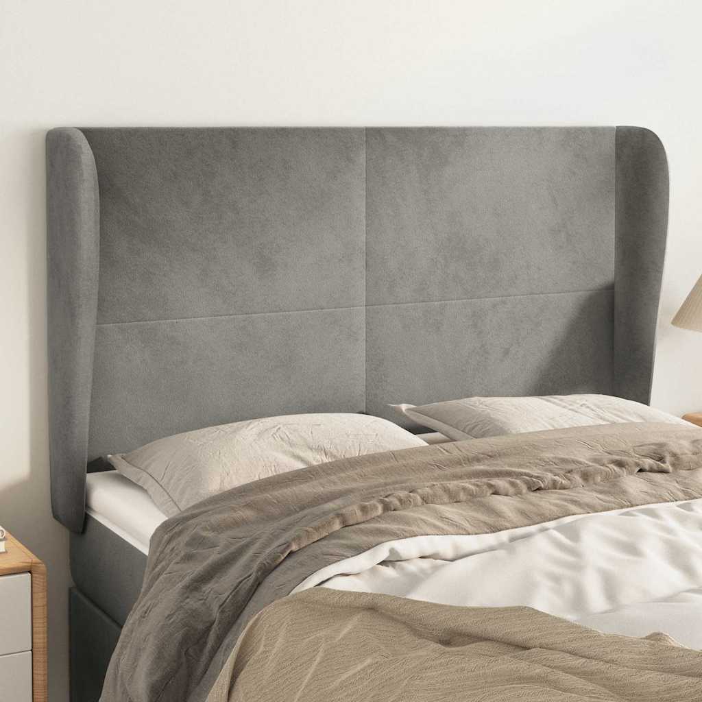 Vidaxl hoofdbord met randen 147x23x118 128 cm fluweel lichtgrijs