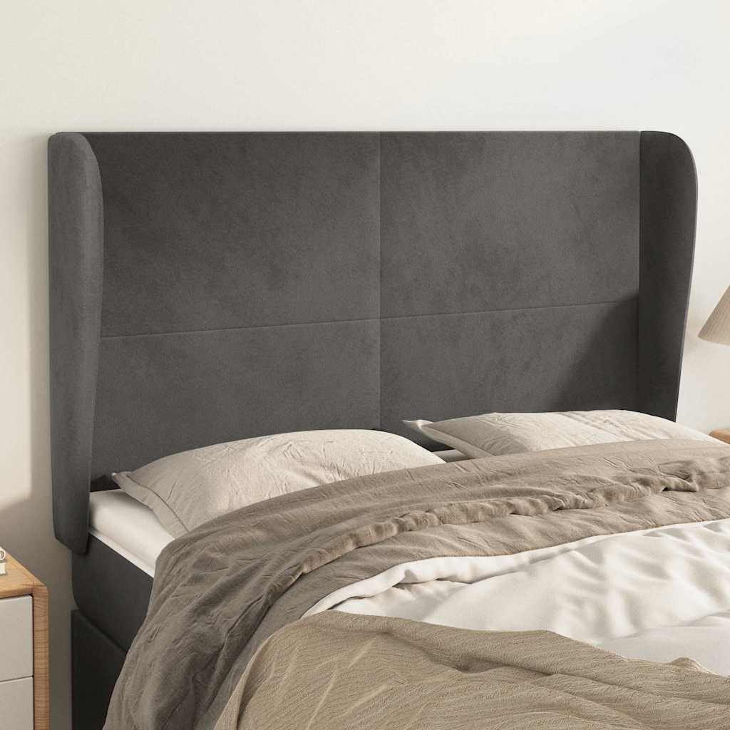 Vidaxl hoofdbord met randen 147x23x118 128 cm fluweel donkergrijs