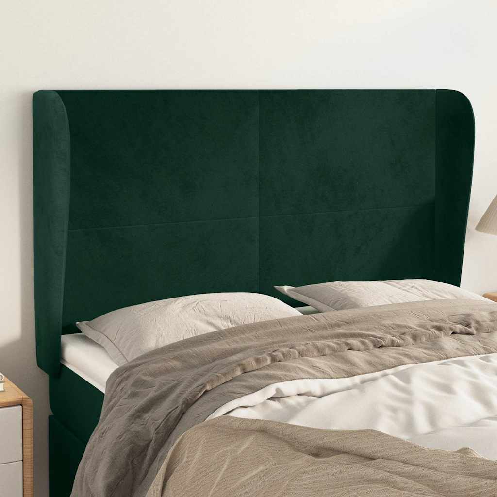 Vidaxl hoofdbord met randen 147x23x118 128 cm fluweel donkergroen