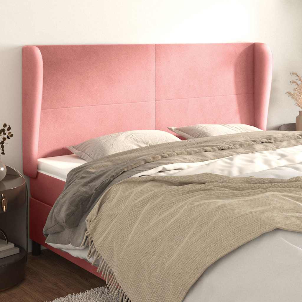 Vidaxl hoofdbord met randen 163x23x118 128 cm fluweel roze