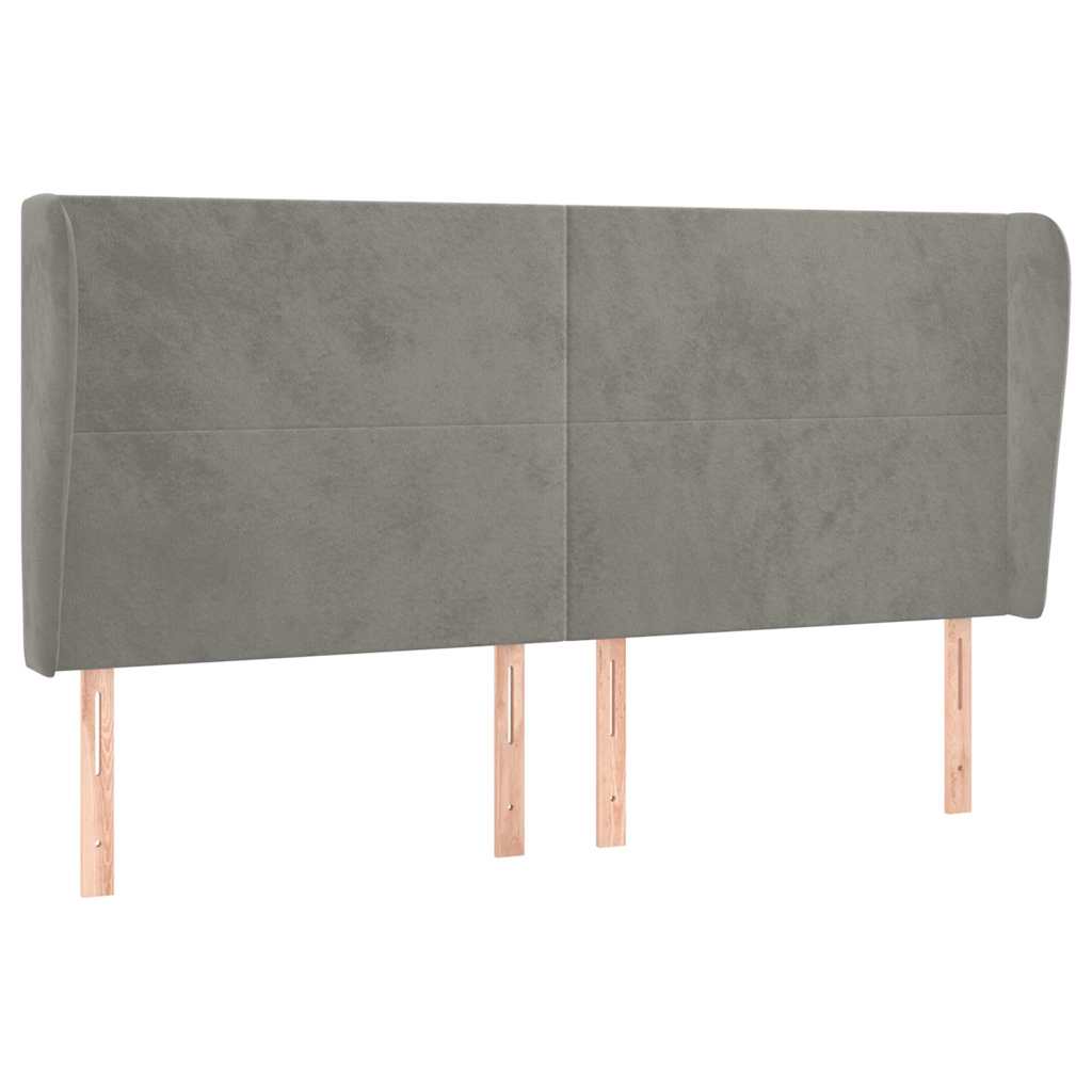 Vidaxl hoofdbord met randen 183x23x118 128 cm fluweel lichtgrijs