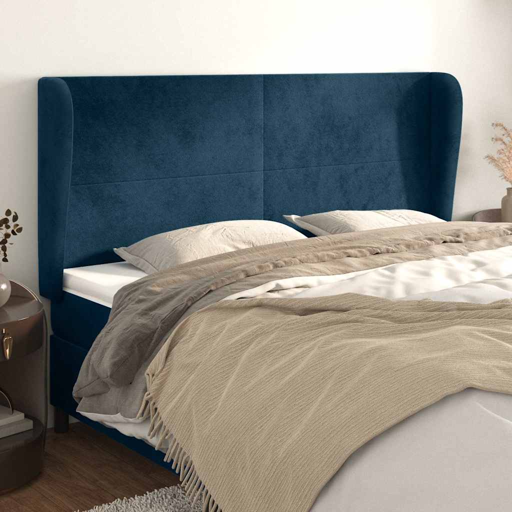 Vidaxl hoofdbord met randen 183x23x118 128 cm fluweel donkerblauw