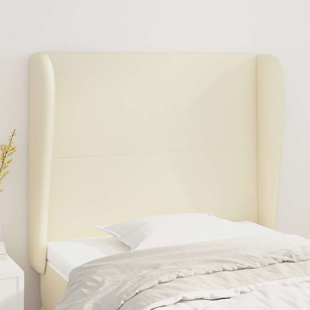 Vidaxl hoofdbord met randen 83x23x118 128 cm kunstleer crèmekleurig