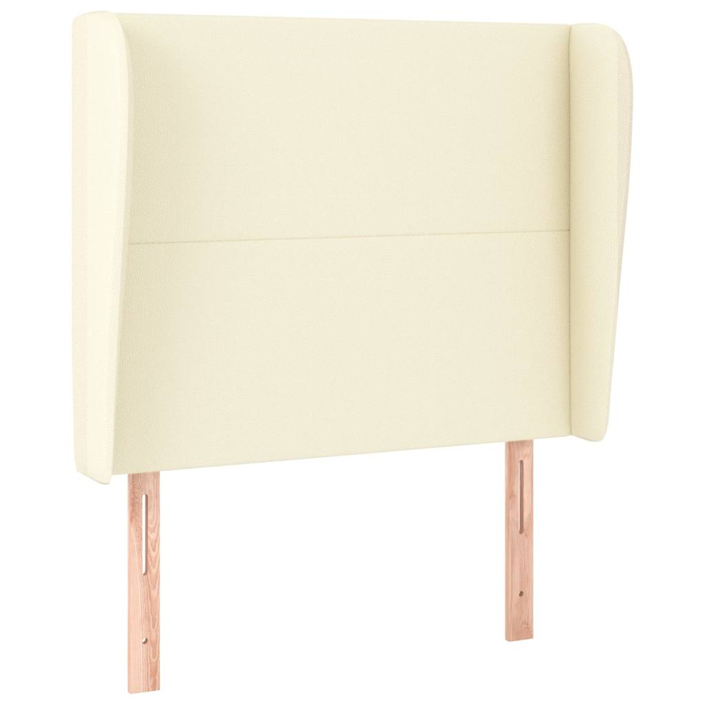 Vidaxl hoofdbord met randen 93x23x118 128 cm kunstleer crèmekleurig