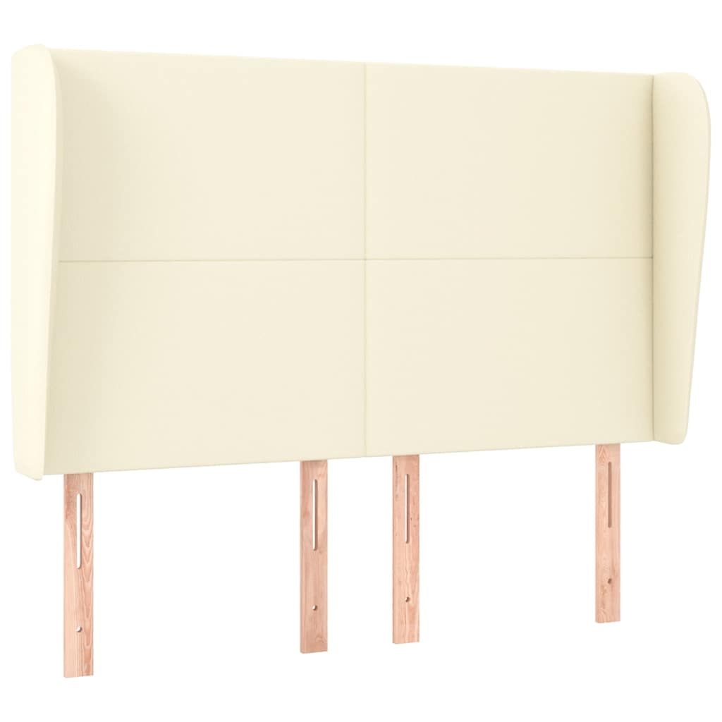 Vidaxl hoofdbord met randen 147x23x118 128 cm kunstleer crèmekleurig
