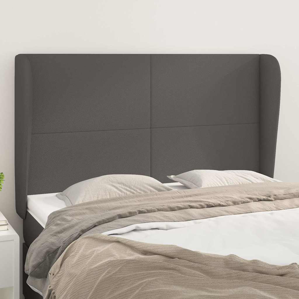 Vidaxl hoofdbord met randen 147x23x118 128 cm kunstleer grijs